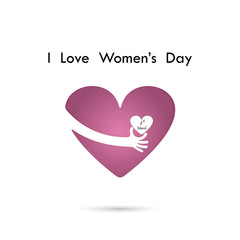 Hand and heart  logo vector design with international women's day concept. Women's day symbol. Minimalistic design for international women's day symbol.