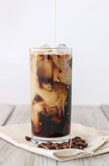 Iced coffee cafe latte on white
