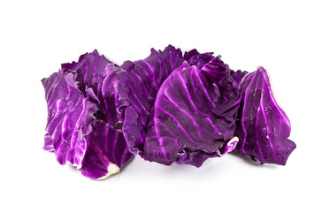 Violet cabbage on white background  