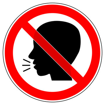 srr157 SignRoundRed - german - Verbotszeichen: Bitte leise - Nicht sprechen - Wichtige Arbeit - Pr&uuml;fung - prohibition sign / quiet please - no speaking - important work in progress - xxl g5057