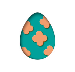 Isolated egg vector in paper cut style for banner, card or background design.Easter design element on the white background.