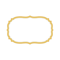 Gold frame. Beautiful simple golden design. Vintage style decorative border, isolated on white background. Deco elegant object. Empty copy space for decoration, photo, banner Vector illustration