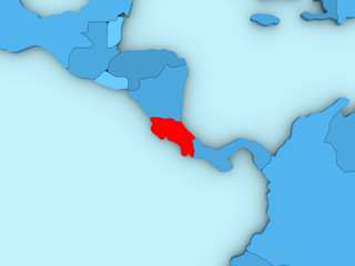 Costa Rica on 3D map