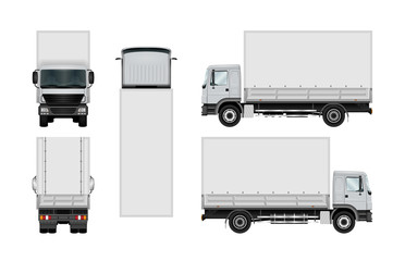 Delivery truck vector template. Lorry isolated on white. The ability to easily change the color. View from side, back, front and top. All sides in groups on separate layers. © Yuri Schmidt