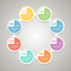 Template for diagram, graph, presentation and chart. Business concept with 8 options, parts, steps or processes.