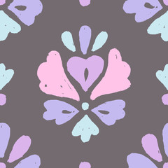 Elegant paint ornament pattern. Vector hand drawn seamless