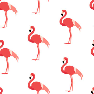 Seamless pattern with flamingo. Ornament for textile and wrapping. Vector background.