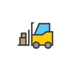 Forklift truck line icon, filled outline vector sign, linear colorful pictogram isolated on white. Symbol, logo illustration