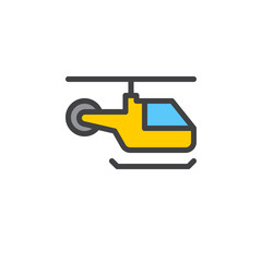 Helicopter line icon, filled outline vector sign, linear colorful pictogram isolated on white. Symbol, logo illustration