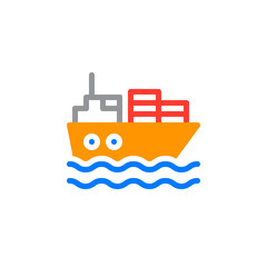 Fototapeta premium Logistics and transportation of international container cargo ship icon vector, filled flat sign, solid colorful pictogram isolated on white. Symbol, logo illustration