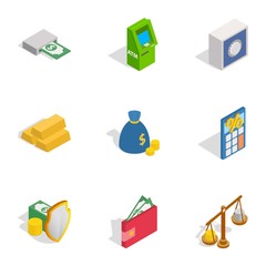 Financial investment icons, isometric 3d style