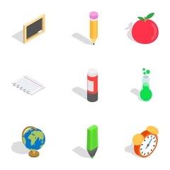 School icons, isometric 3d style