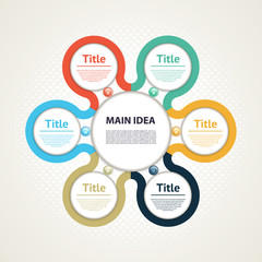 Vector infographic. Template for diagram, graph, presentation and chart. Business concept with 6 options, parts, steps or processes.