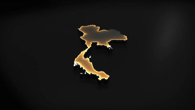 Seamless looping 3D animation of the map of Thailand including 2 versions and alpha matte
