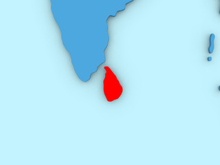 Sri Lanka on 3D map