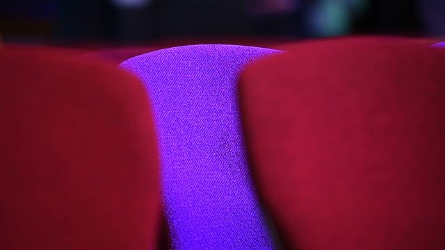 Stage lights tests and conference chairs before event