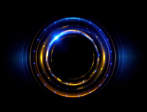 Abstract neon background. luminous swirling. Glowing spiral cover. 
Black elegant. Halo around. Power isolated. Sparks particle.
Space tunnel. LED color ellipse. Glint glitter. Shimmer motion
