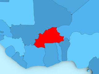 Burkina Faso on 3D map