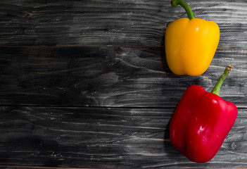Bulgarian pepper on a wooden background in rustic style