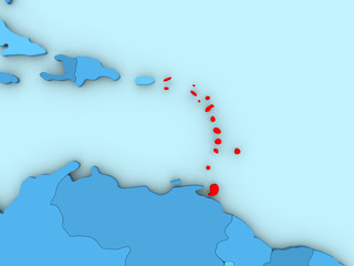 Obraz premium Caribbean on 3D map