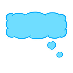 Cloud thought rectangular blue with trim of vector illustration