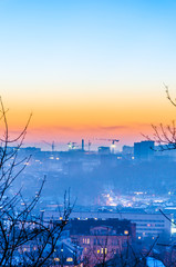 Lviv city scape during the sunset