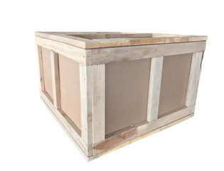 Wooden box isolated on white background.