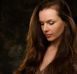 Beautiful girl with brown long hair