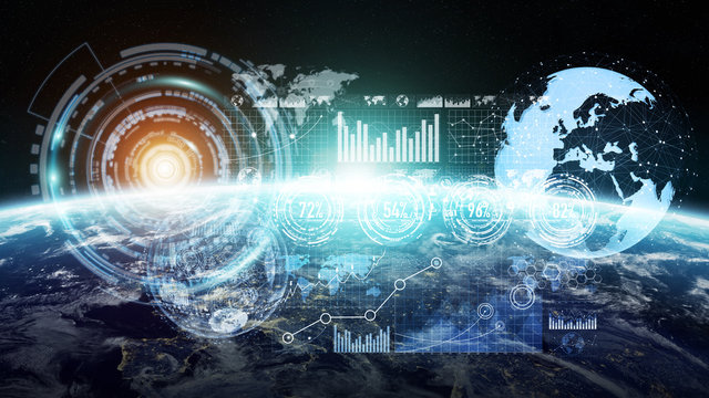 Data exchange and global network over the world 3D rendering