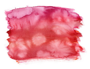 Pink and dark red backdrop stain painted in watercolor on clean white background
