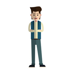 happy young man cartoon icon over white background. vector illustration