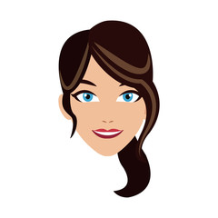 woman happy cartoon icon over white background. colorful design. vector illustration