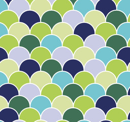 Abstract colorful scallop seamless vector pattern. Fish or reptile scales repeat wallpaper.