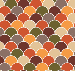 Abstract colorful scallop seamless vector pattern. Fish or reptile scales repeat wallpaper.