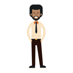 happy man wearing a tie cartoon icon over white background. vector illustration