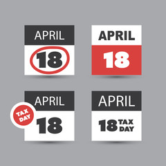 Set of Black and Red USA Tax Day Deadline Warning Web Banners - Calendar Design Templates for Year 2023