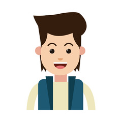 happy young man cartoon icon over white background. vector illustration