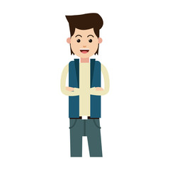 happy young man cartoon icon over white background. vector illustration