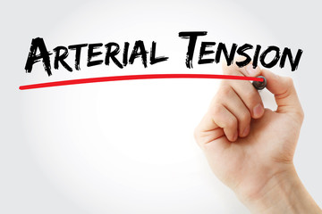 Hand writing Arterial tension with marker, concept background