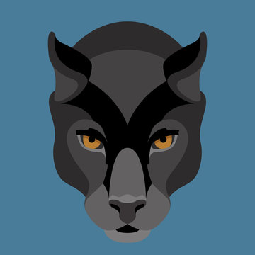 panther face vector illustration style Flat