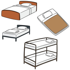 vector set of bed