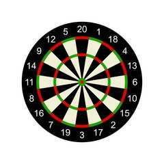 Classic darts board target isolated on white background. Vector Illustration