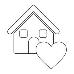 monochrome contour house with icon heart vector illustration