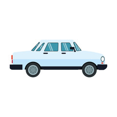 blue car icon over white background. colorful design. vector illustration