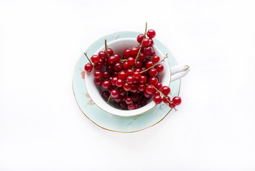 Fresh currants inside a cup on white background