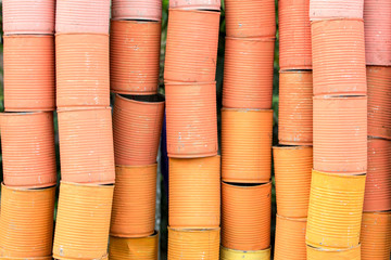 Background of Colorful aluminum cans.