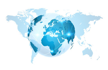 Fototapeta premium Blue global network on planet earth 3D rendering