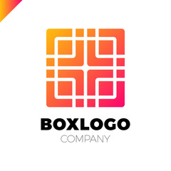 Design abstract square logo element with medical cross in middle. Crushing round rectangle pattern. Colorful square icons