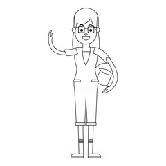 woman with glasses over white background. vector illustration