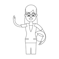 woman with glasses over white background. vector illustration